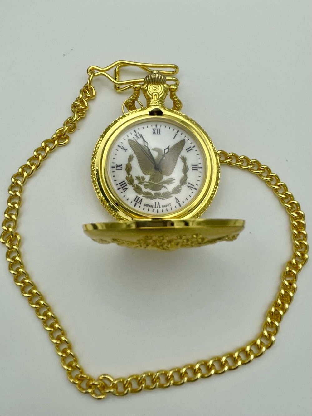 Gold Eagle Pocket Watch with 14 inch Chain